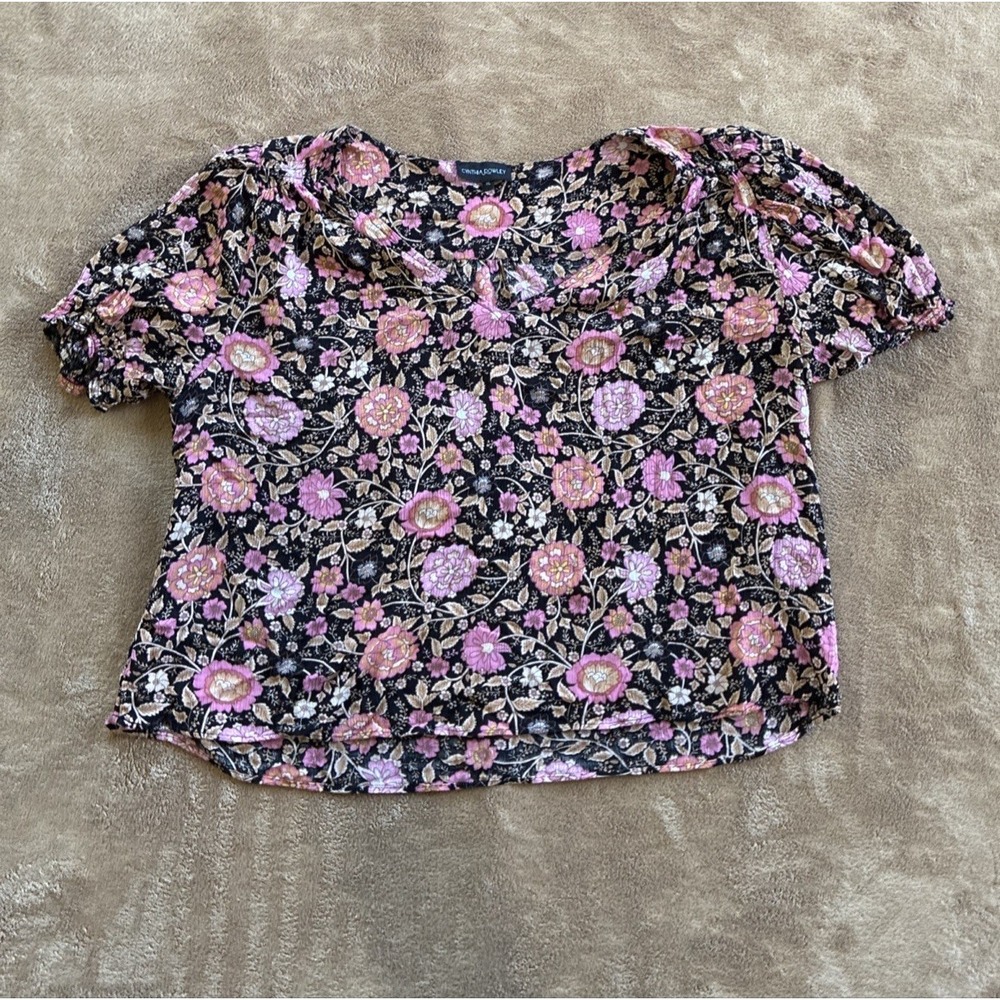 Women's Top XL Multicolored Whimsigoth Cottagecore Dark Floral Print 90s-vibes